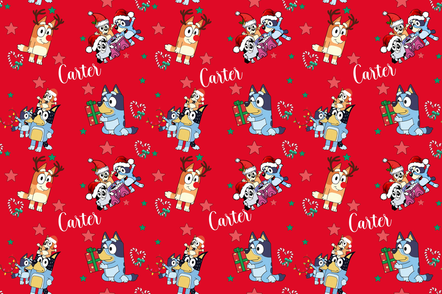 Custom Wrapping Paper - Cartoon Puppy Christmas