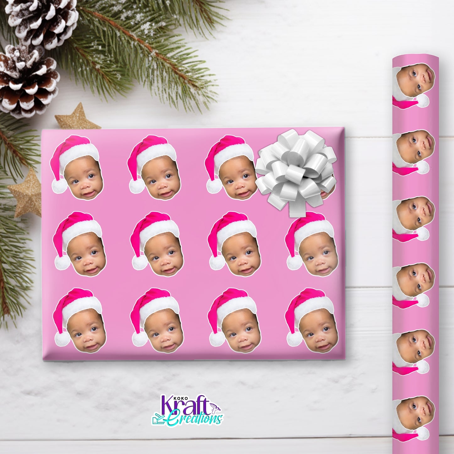 Custom Wrapping Paper - Santa Hats