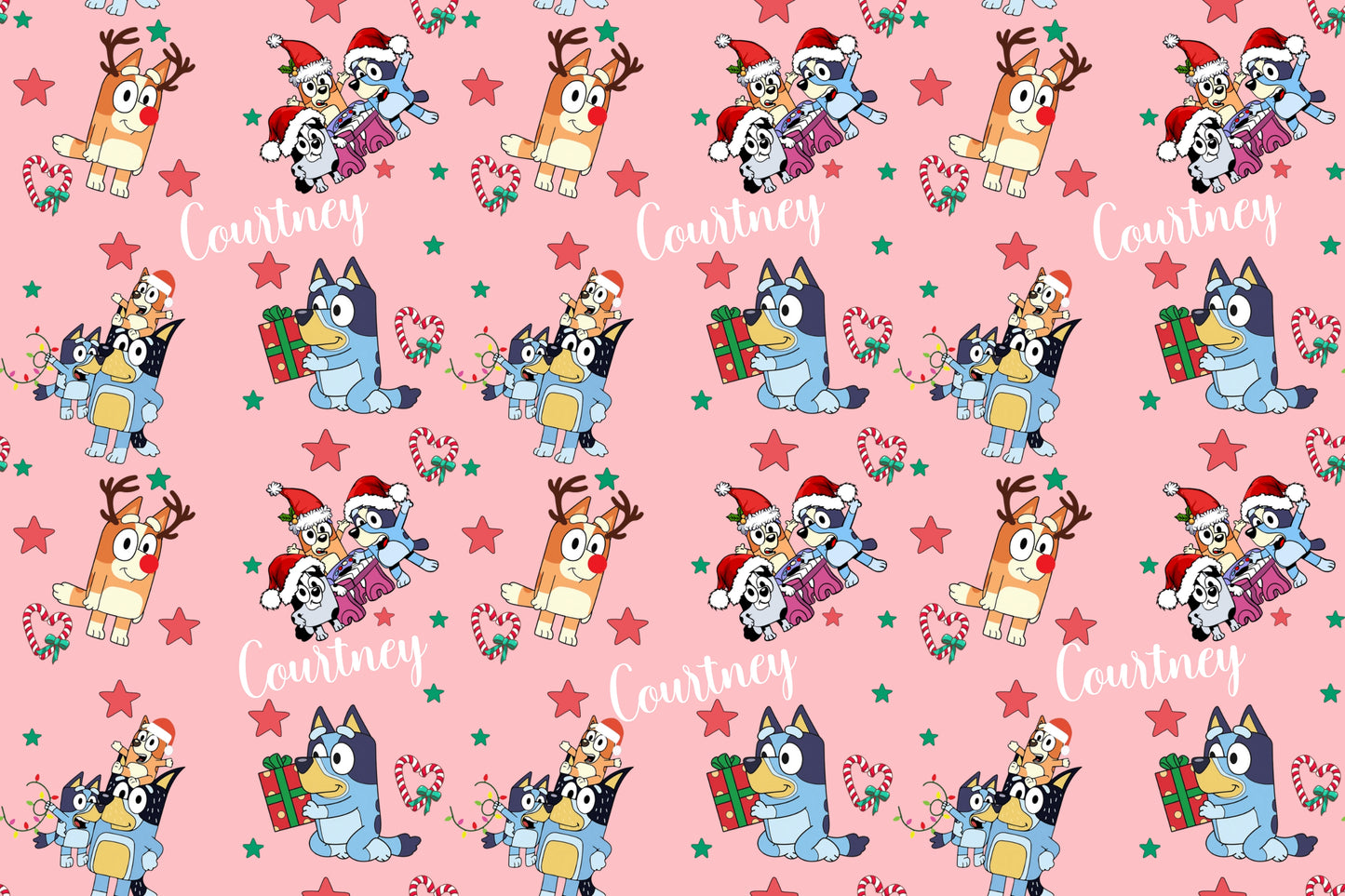 Custom Wrapping Paper - Cartoon Puppy Christmas