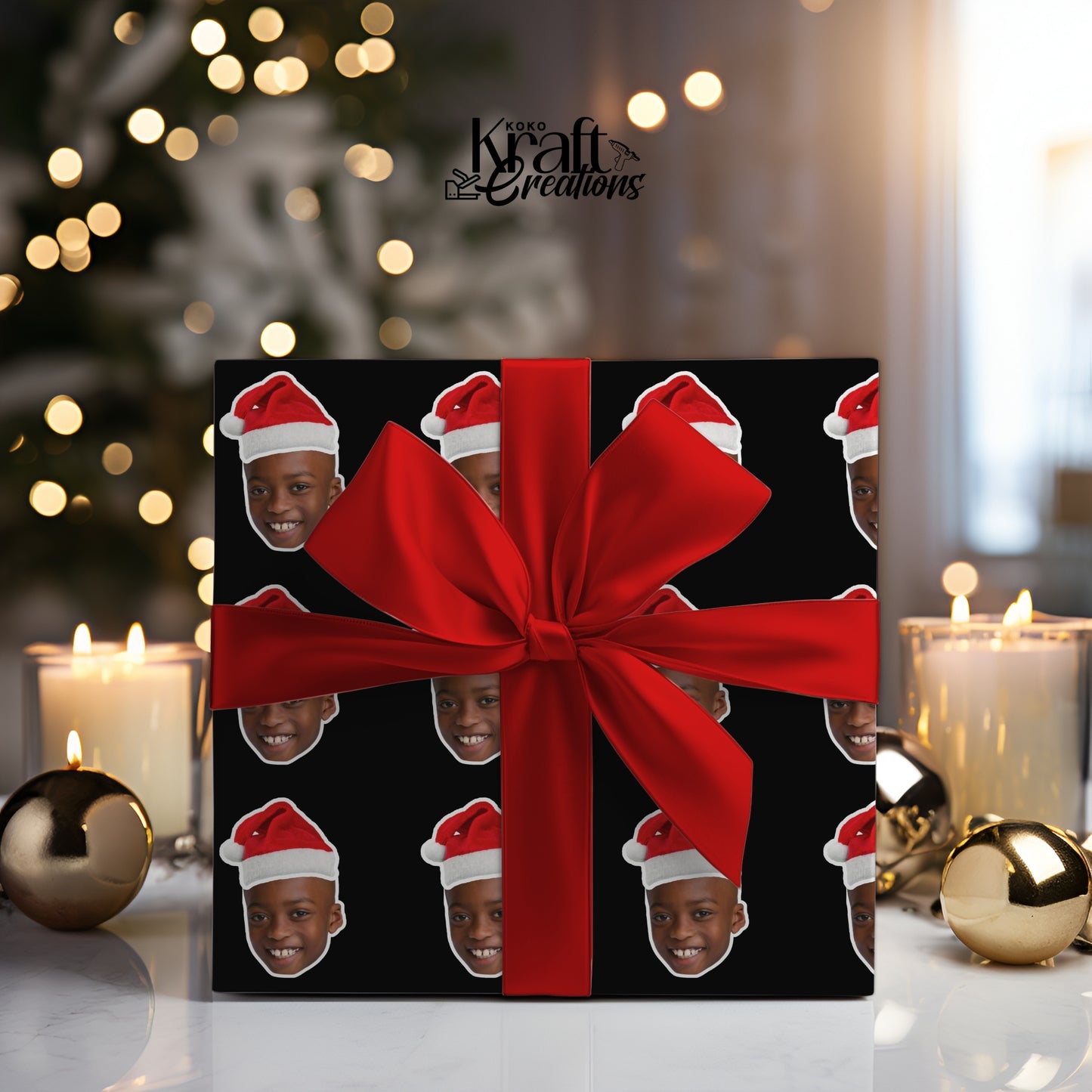 Custom Wrapping Paper - Santa Hats