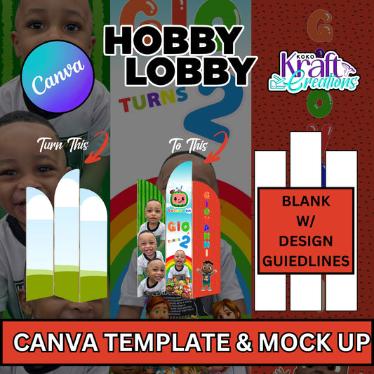 Hobby Lobby Wood Arch Panel Backdrop Template for Canva + Mockup